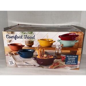 Costco Comfort Food Stoneware Bowls Set of 6 Multicolor 1401088 New in Box